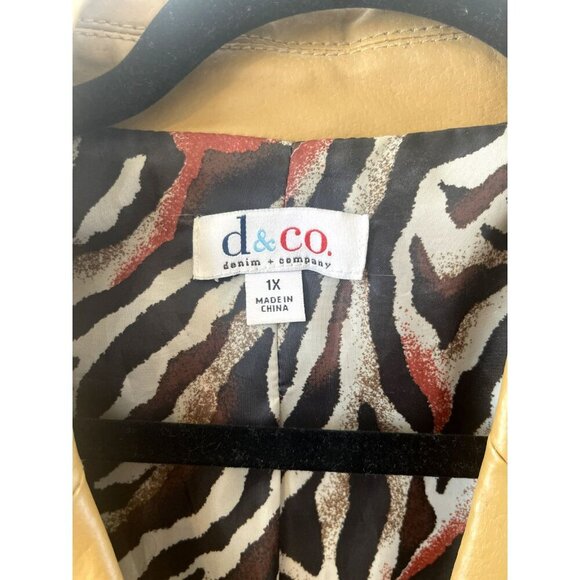 Denim & Co Womens Jacket Fitted 1x Genuine Leather Pintuck Moto Camel Brown - Picture 6 of 6